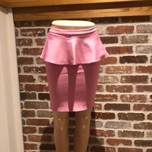 Pink peplum pencil skirt TopShop size 2